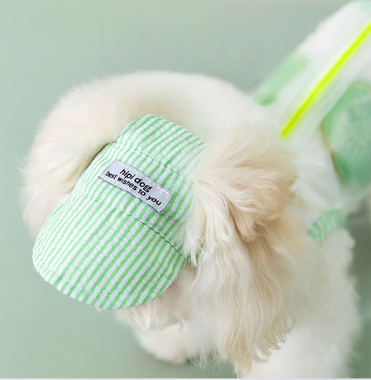 Pet Striped Summer Medical Uniform Recovery Suit with Matching Cap